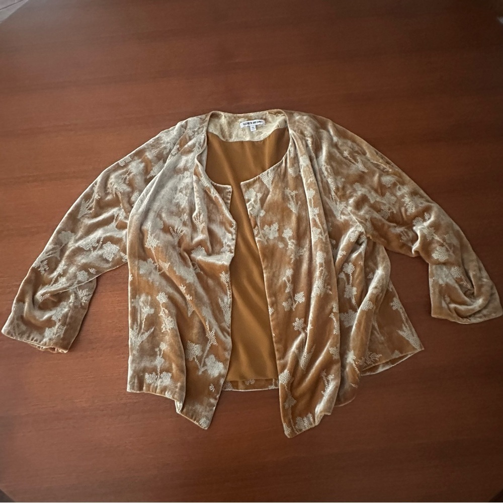 Elizabeth and James “Audrey” Mustard Velvet Velour Women’s Jacket Medium - Picture 4 of 8